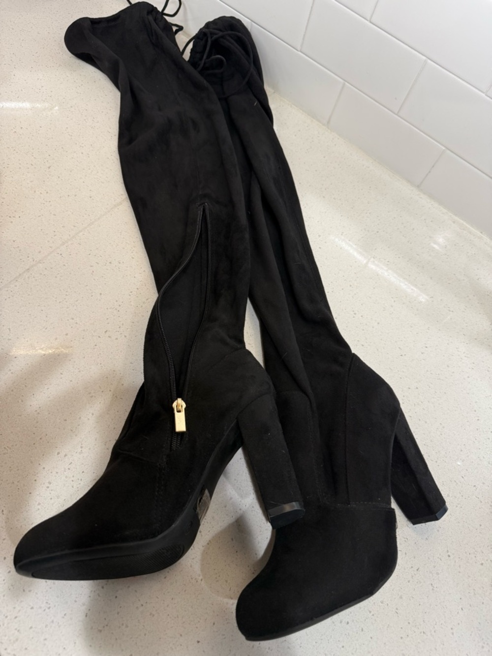 Over the Knee Block Heel Boots. 8